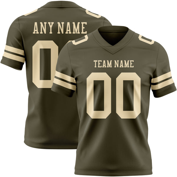 Custom Olive Cream Authentic Salute To Service Football Jersey