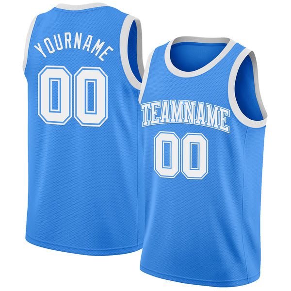 Custom Powder Blue White Authentic Basketball Jersey