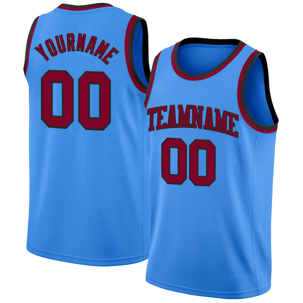 Custom Powder Blue Maroon-Black Authentic Basketball Jersey