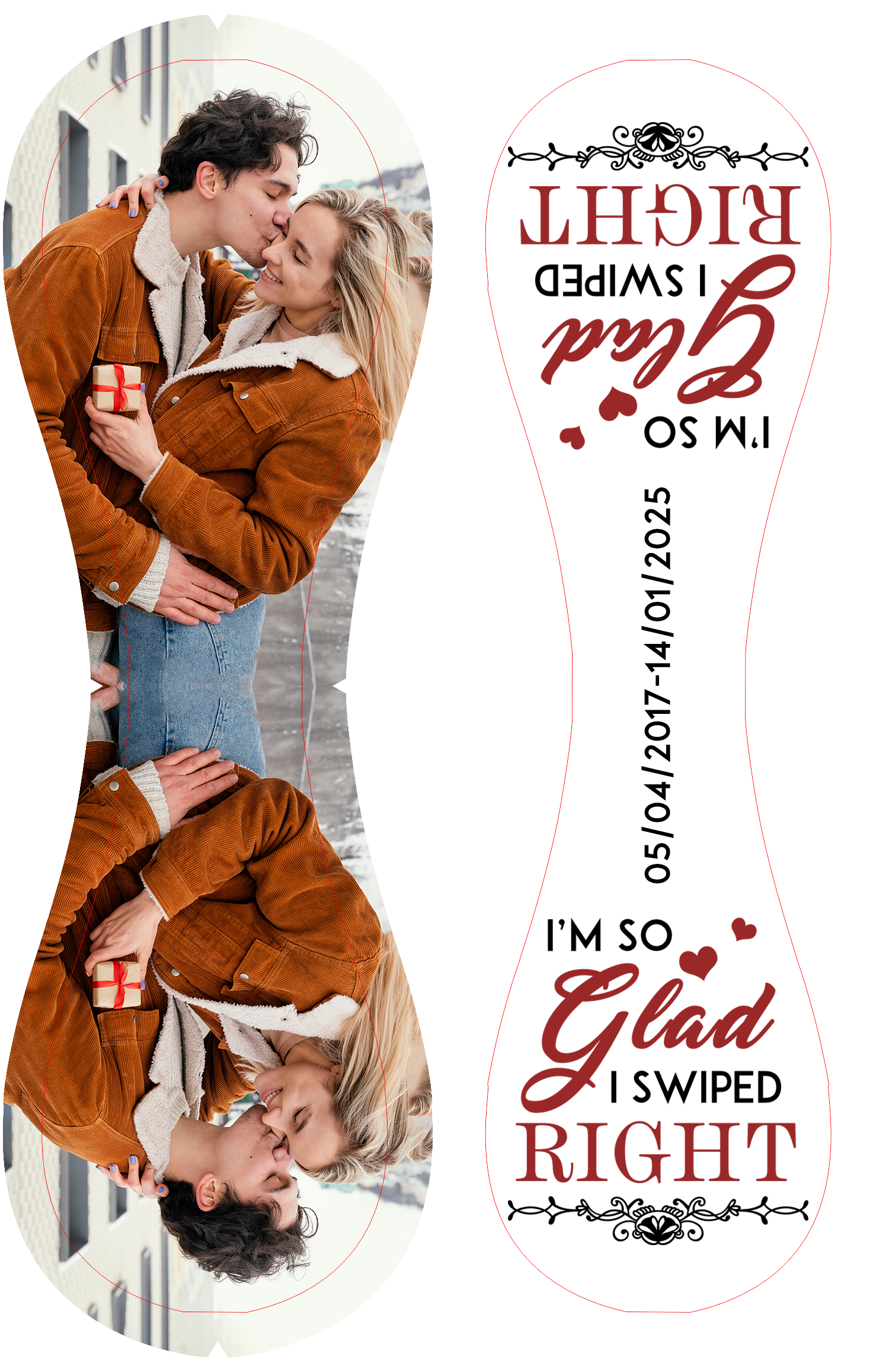 I'm So Glad I Swiped Right Personalized Anniversary Name Date Photo White Baseballs