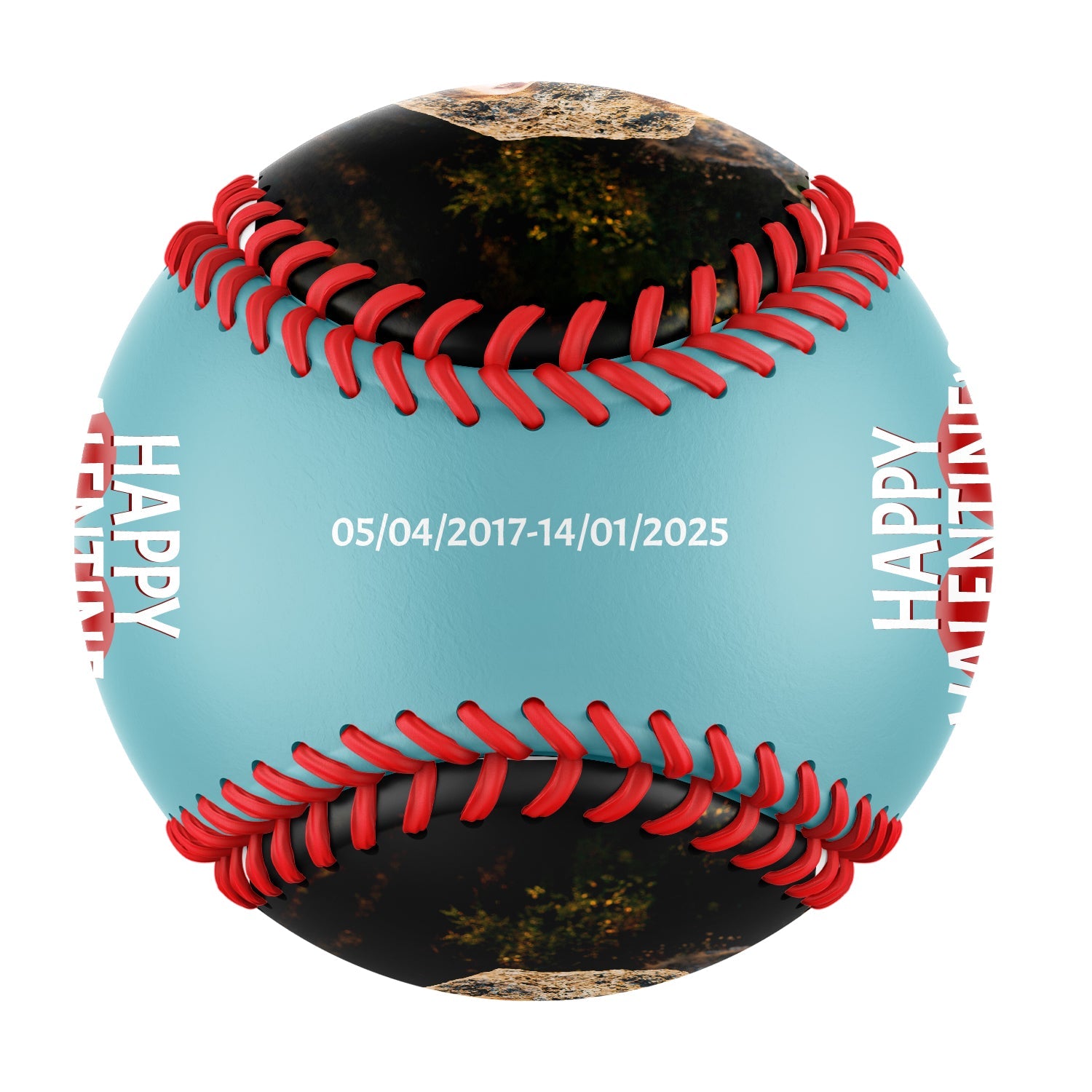 Happy Valentine's Day Personalized Anniversary Name Date Photo Blue Baseballs