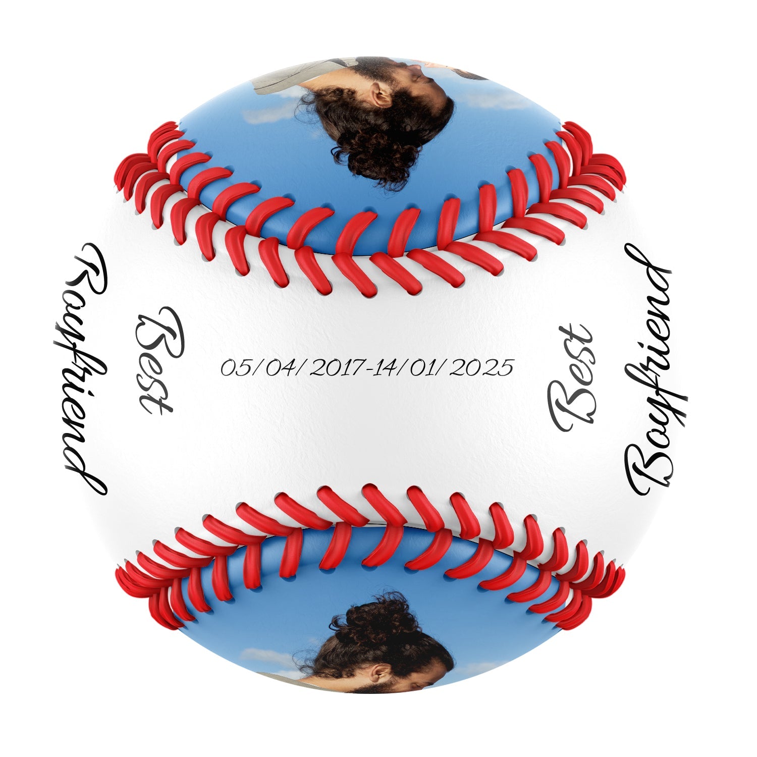 Best Boyfriend Feel Personalized Anniversary Name Date Photo White Baseballs