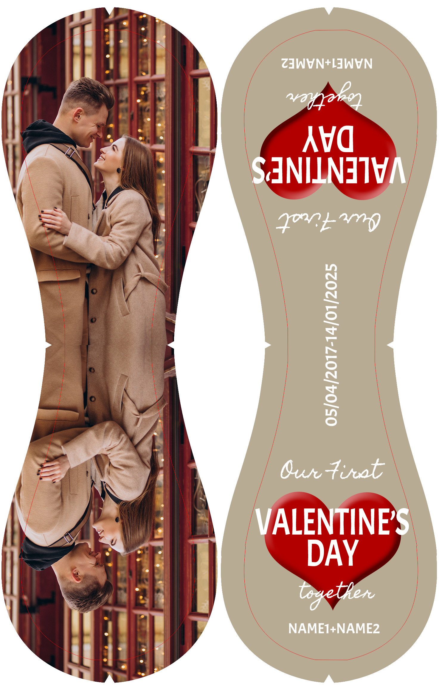 Our First Valentine's Day Together Personalized Anniversary Name Date Photo Khaki Baseballs