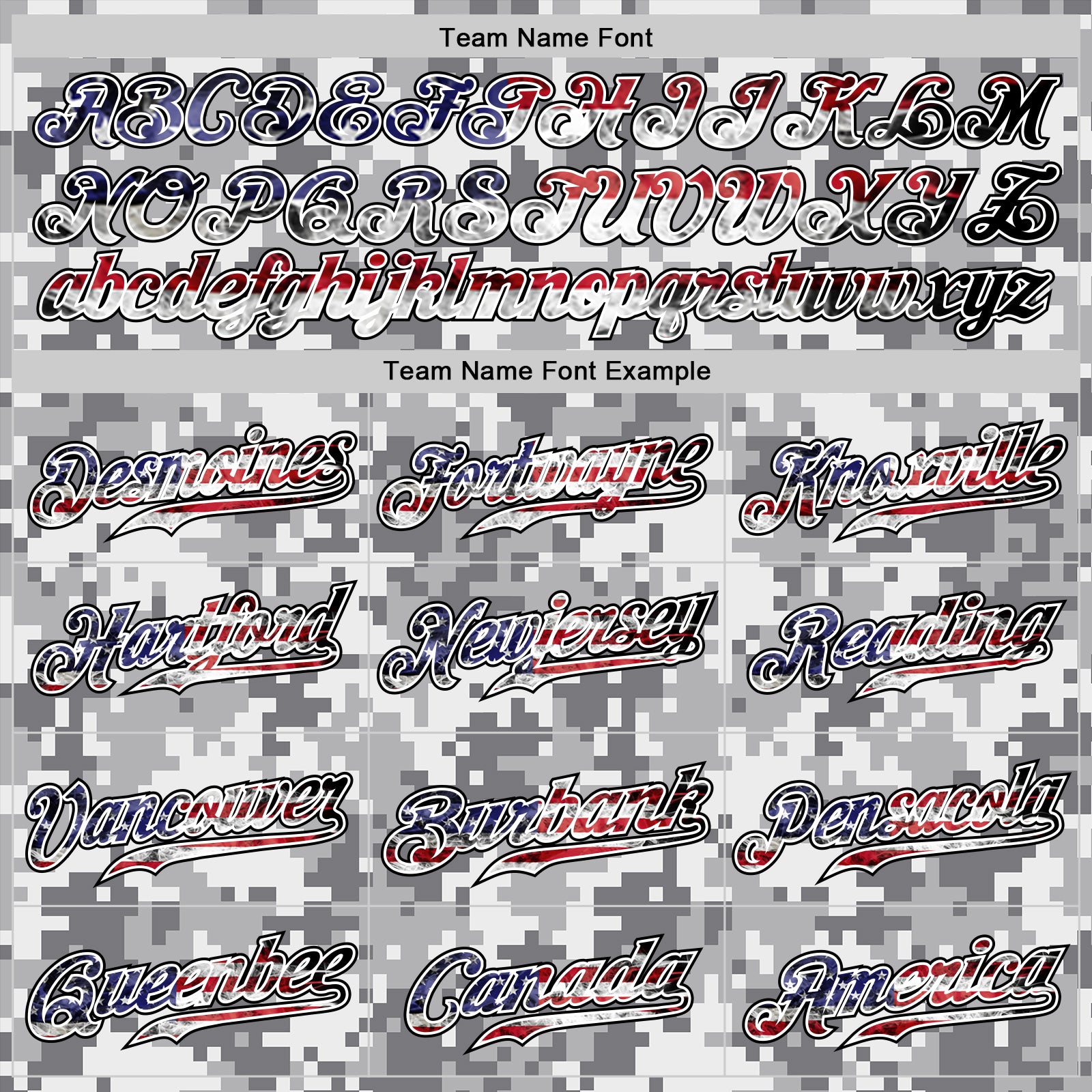 Custom Camo USA Flag Red Blue Black-White Patriotic Pixel Camouflage Stars & Stripes Raglan Sleeves Authentic Baseball Jersey