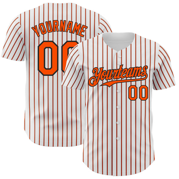 Custom White (Black Orange Pinstripe) Orange-Black Authentic Baseball Jersey