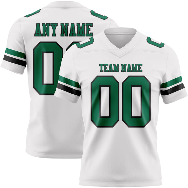 Custom White Kelly Green-Black Authentic Football Jersey