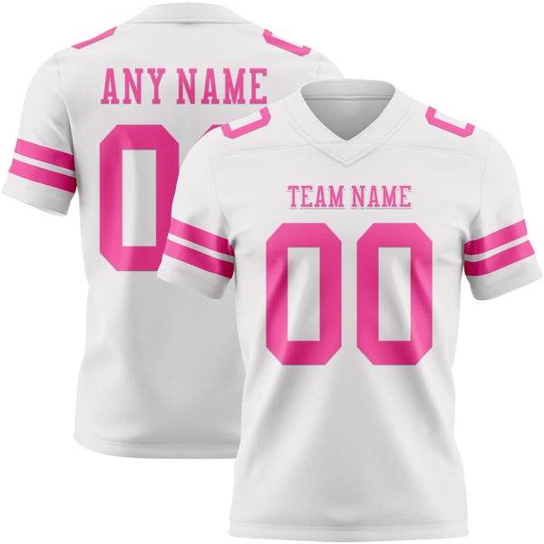 Custom White Pink Authentic Football Jersey