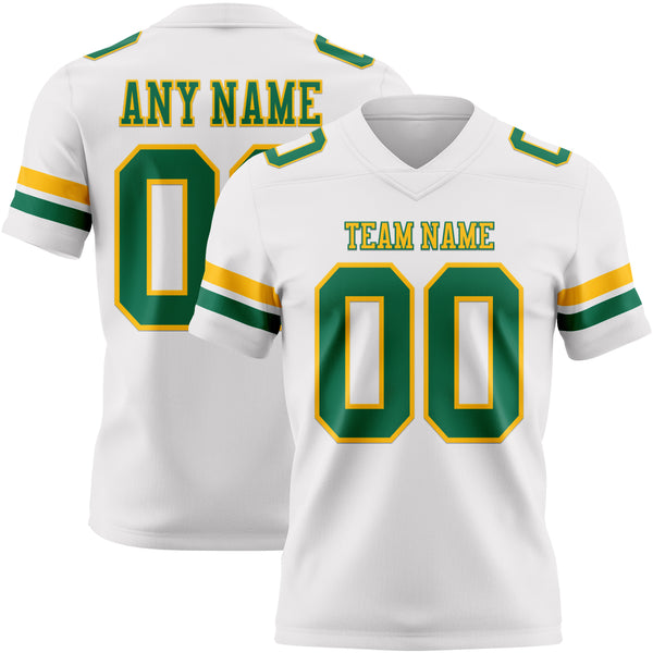 Custom White Kelly Green-Gold Authentic Football Jersey