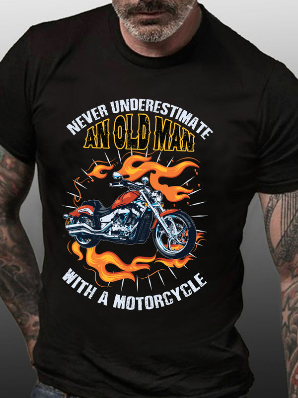 Never Underestimate An Old Man With A Motorcycle T-Shirt
