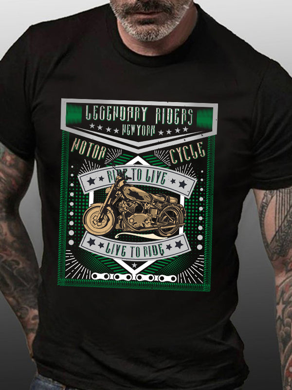 Legendary Riders Ride To Live Live To Live Motorcycle T-Shirt