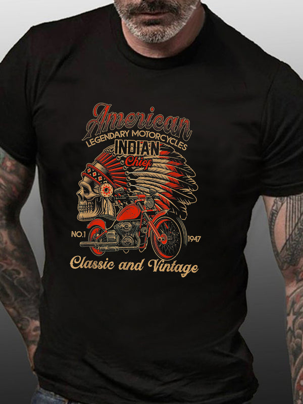 Classic And Vintage American Legendary Motorcycles Indian Chief for Old Biker T-Shirt
