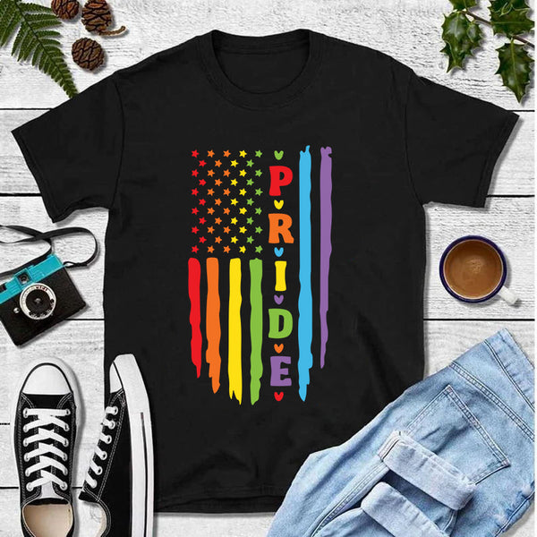American Flag Rainbow Pride Rainbow LGBT T-Shirt