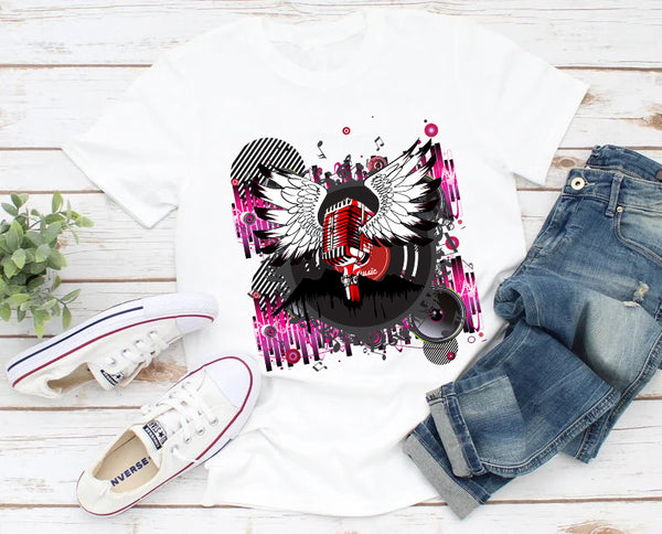 Colorful Art Digital Graphic Design Music Disco DJ T-Shirt