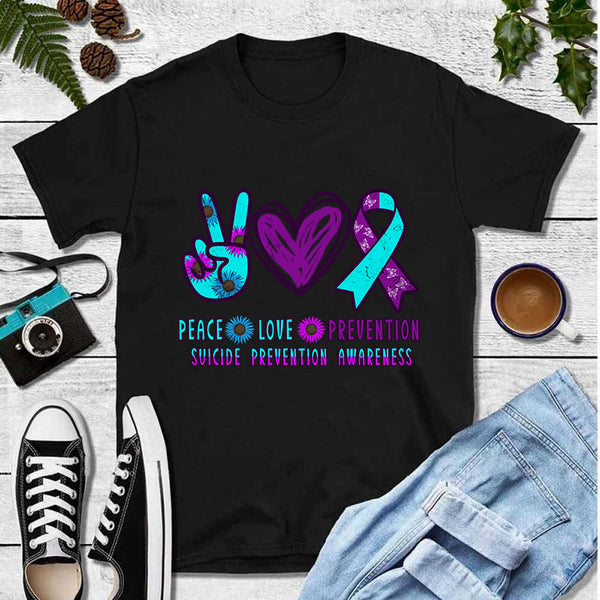 Peace Love Prevention Suicide Prevention Awareness T-Shirt