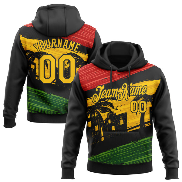 Custom Stitched Black Yellow 3D Pattern Design Black History Month Sports Pullover Sweatshirt Hoodie