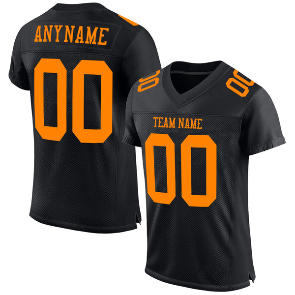Custom Black Bay Orange Mesh Authentic Football Jersey