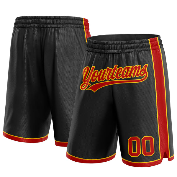 Custom Black Red-Gold Authentic Basketball Shorts