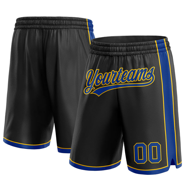 Custom Black Royal-Yellow Authentic Basketball Shorts