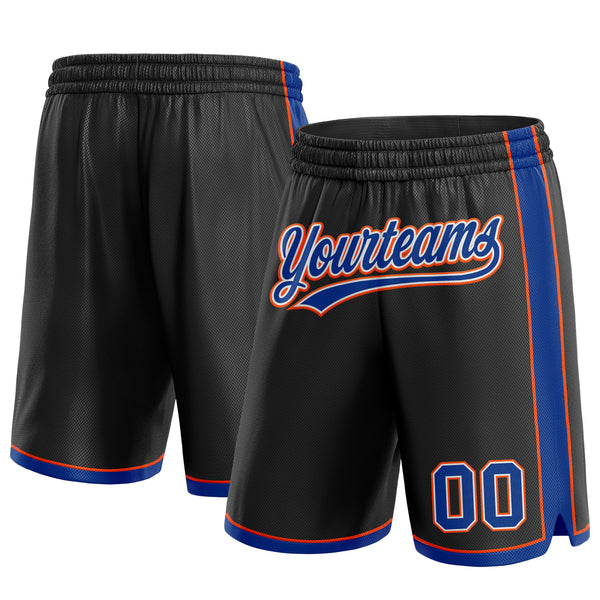 Custom Black Royal-Orange Authentic Basketball Shorts