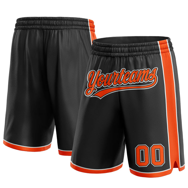 Custom Black Orange-White Authentic Basketball Shorts