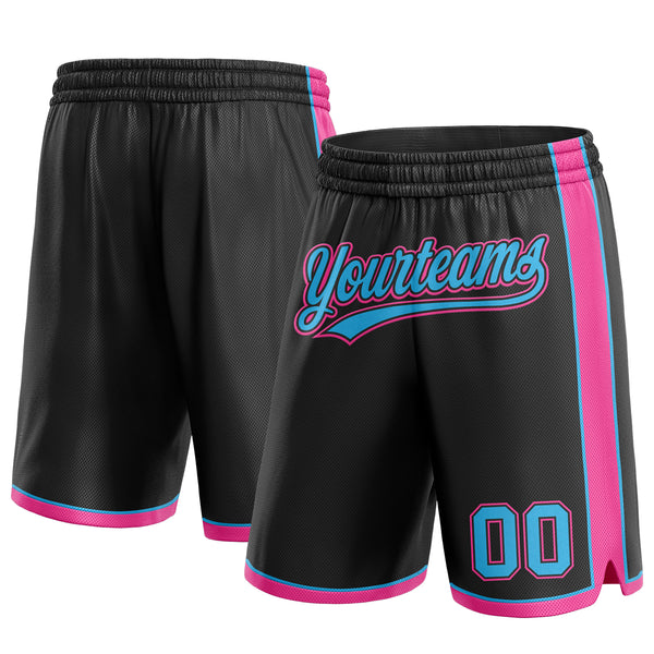 Custom Black Sky Blue-Pink Authentic Basketball Shorts
