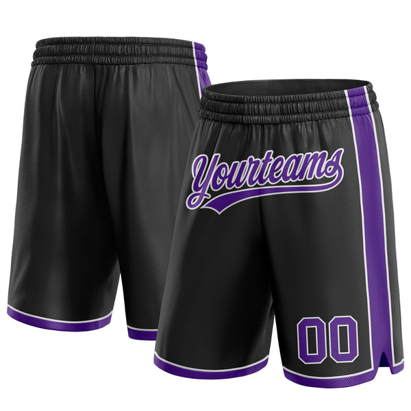 Custom Black Purple-White Authentic Basketball Shorts