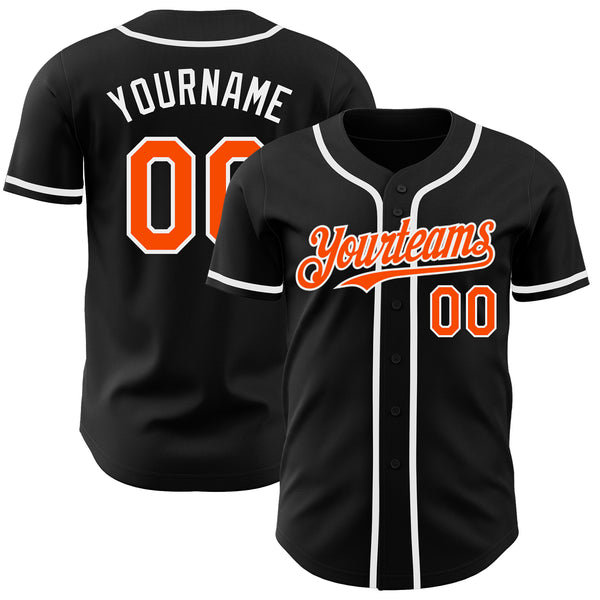 Custom Black Orange-White Authentic Baseball Jersey