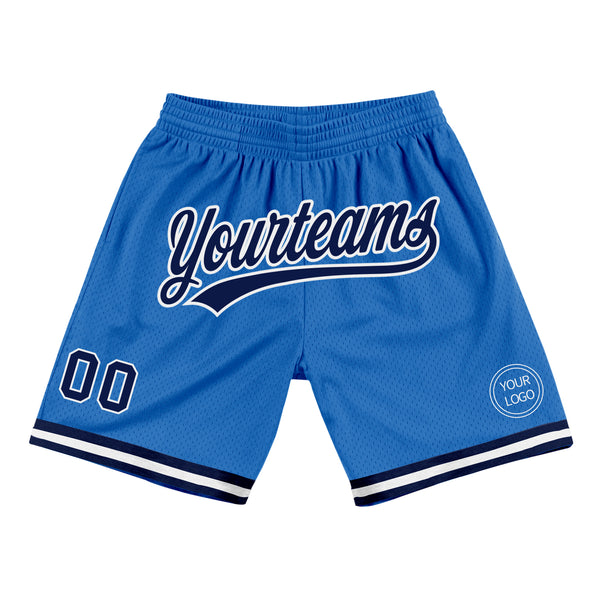 Custom Blue Navy-White Authentic Throwback Basketball Shorts