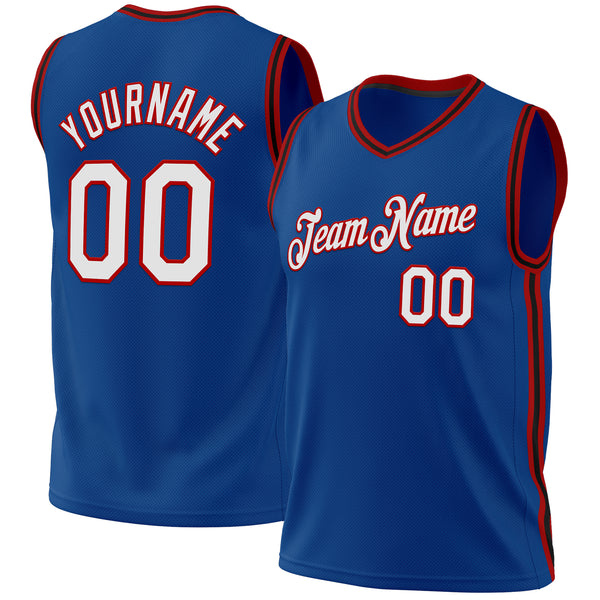 Custom Blue Red-Black Authentic Throwback Basketball Jersey