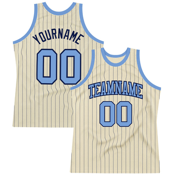 Custom Light Blue White Pinstripe Green Authentic Basketball Jersey in 2023