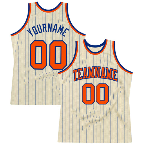 Custom White Orange Pinstripe Blue-Orange Authentic Basketball Jersey Sale  – UKSN INC