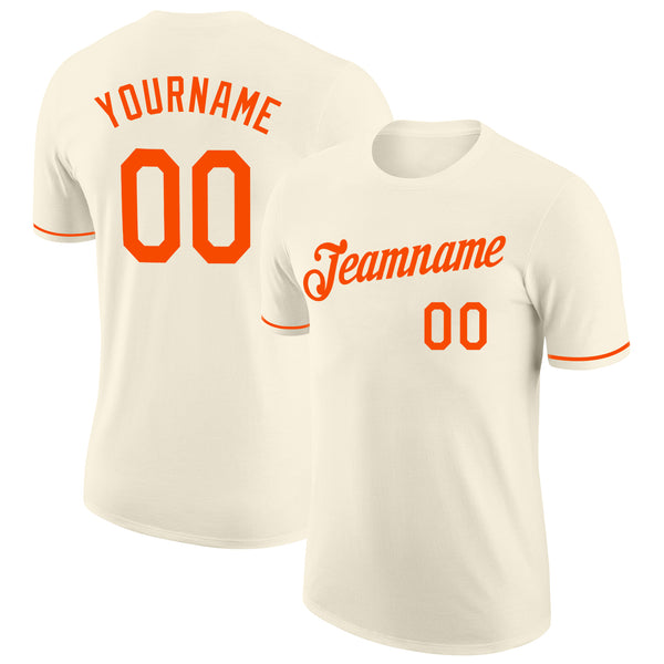 Custom Cream Orange Performance T-Shirt