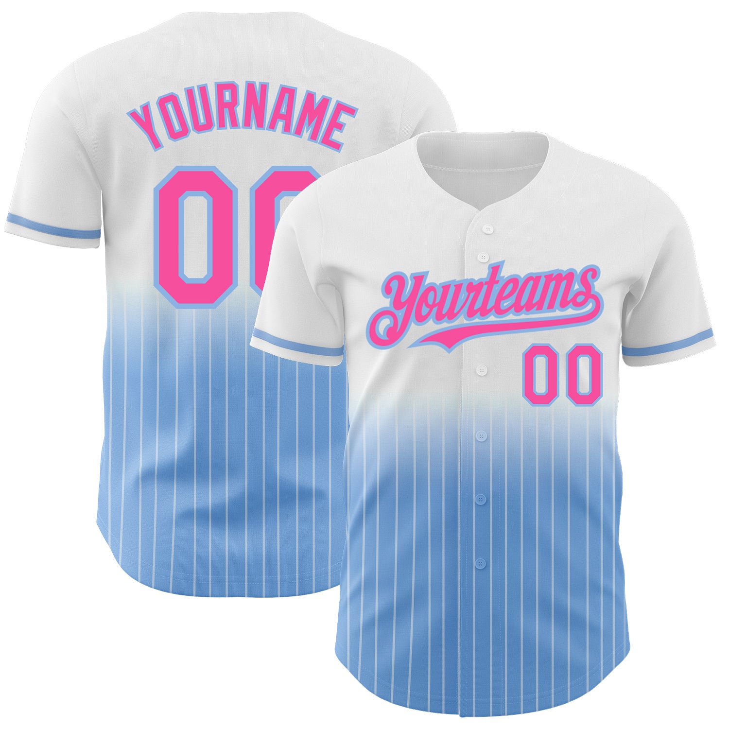 Pinstripe Baseball Jersey Blank Aqua White Pink Pinstripe Split