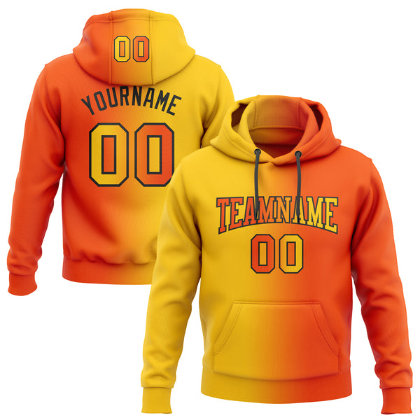 Custom Stitched Orange Yellow-Black Gradient Fashion Sports Pullover Sweatshirt Hoodie