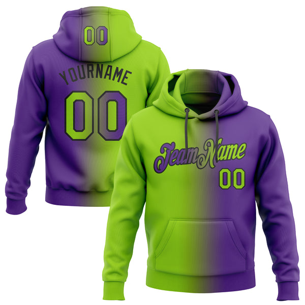 Custom Stitched Purple Neon Green-Black Gradient Fashion Sports Pullover Sweatshirt Hoodie