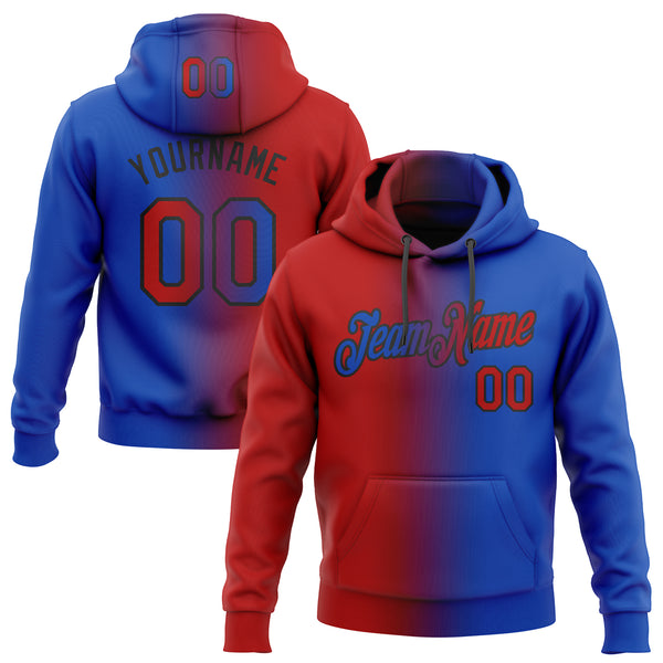 Custom Stitched Thunder Blue Red-Black Gradient Fashion Sports Pullover Sweatshirt Hoodie