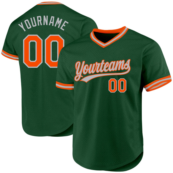 Custom Green Orange-Gray Authentic Throwback Baseball Jersey
