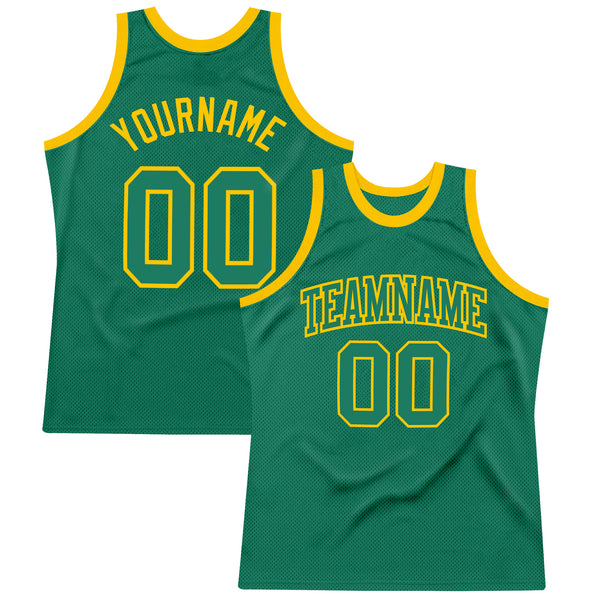 Custom Kelly Green Kelly Green-Gold Authentic Throwback Basketball Jersey