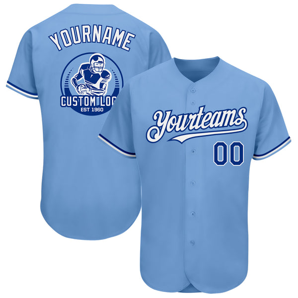 Custom Light Blue Royal-White Authentic Baseball Jersey