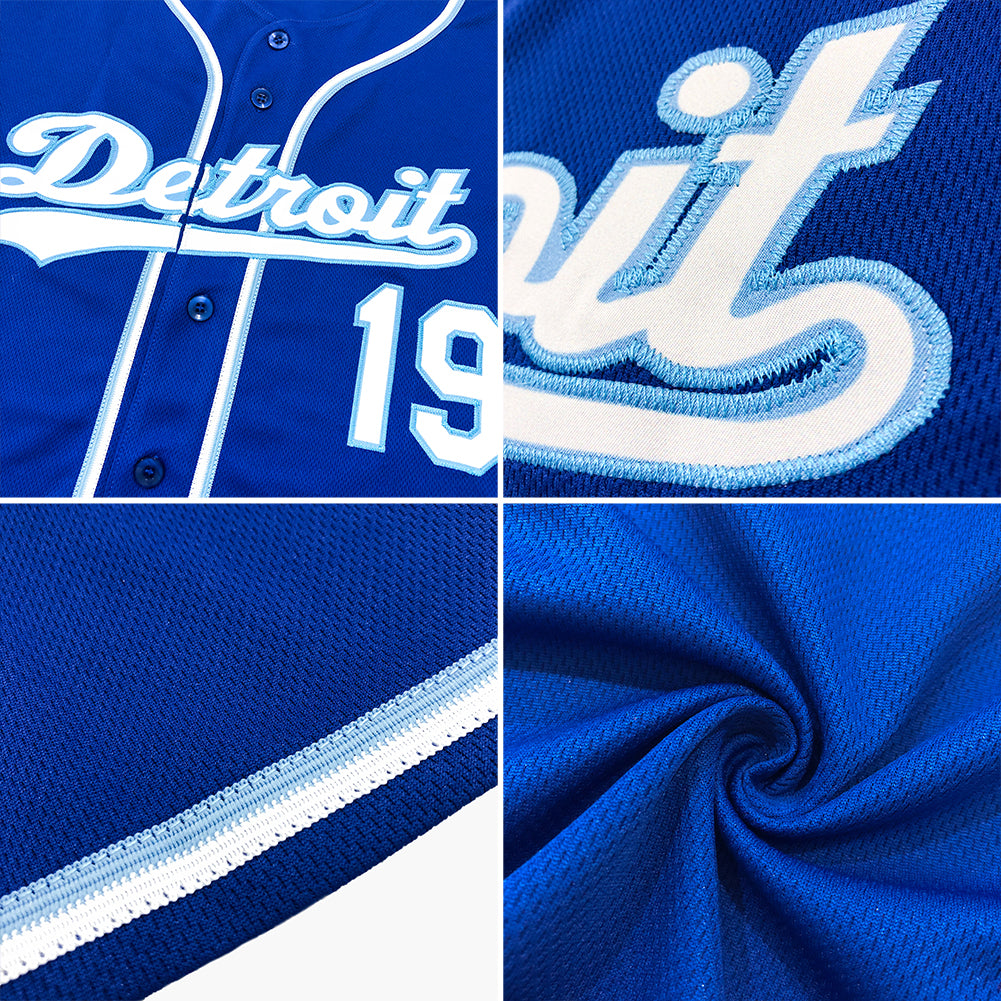 Custom Royal White-Light Blue Baseball Jersey