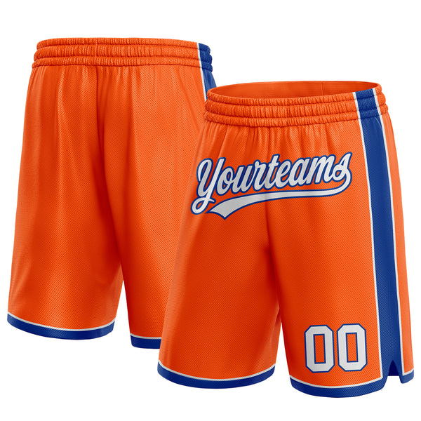 Custom Orange White-Royal Authentic Basketball Shorts