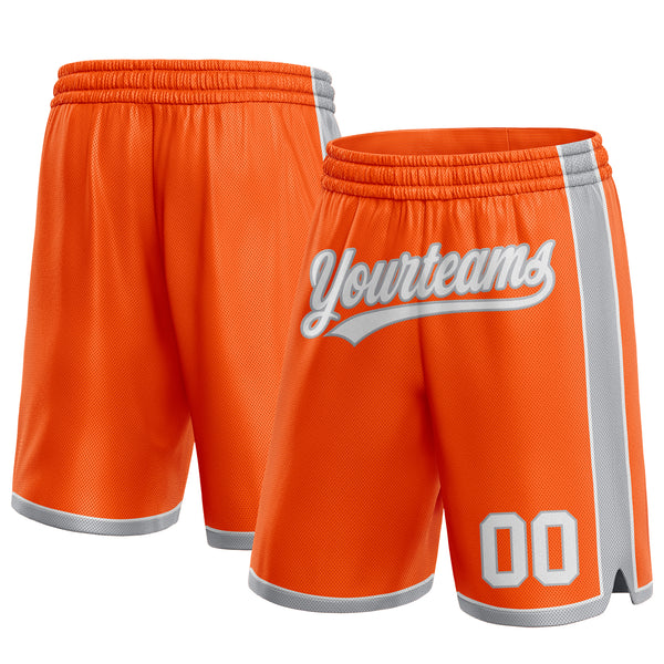 Custom Orange White-Gray Authentic Basketball Shorts