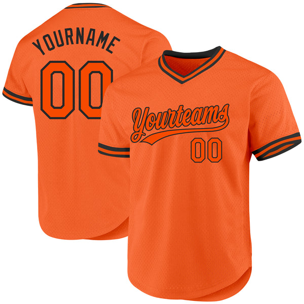 Custom Orange Black Authentic Throwback Baseball Jersey