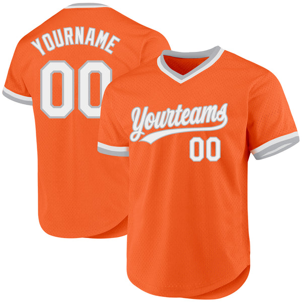 Custom Orange White-Gray Authentic Throwback Baseball Jersey