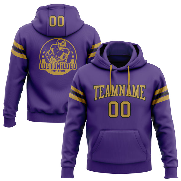 Custom Stitched Purple Old Gold-Black Football Pullover Sweatshirt Hoodie