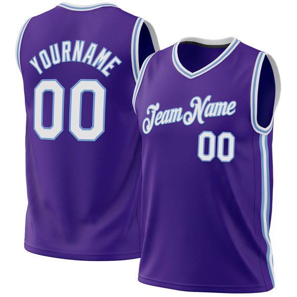 Custom Purple White-Light Blue Authentic Throwback Basketball Jersey