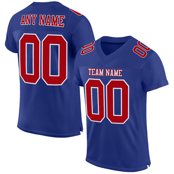 Custom Royal Red-White Mesh Authentic Football Jersey