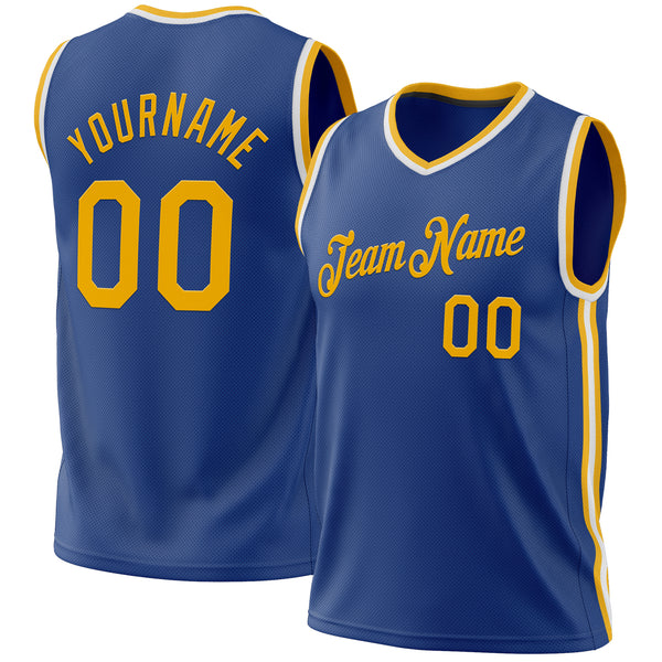 Custom Royal Gold-White Authentic Throwback Basketball Jersey