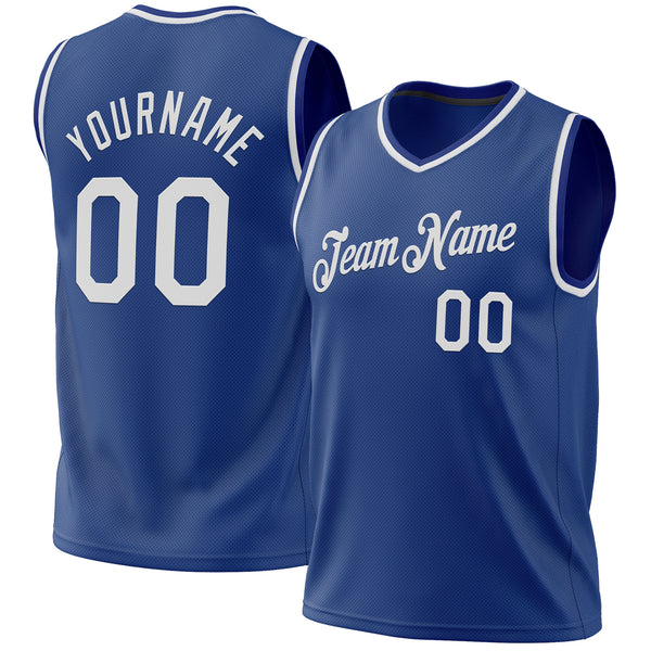 Custom Royal White Authentic Throwback Basketball Jersey