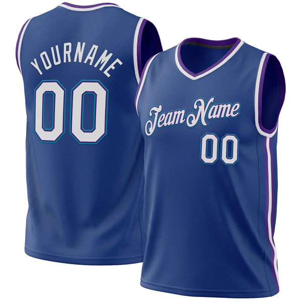 Custom Royal Purple-Teal Authentic Throwback Basketball Jersey